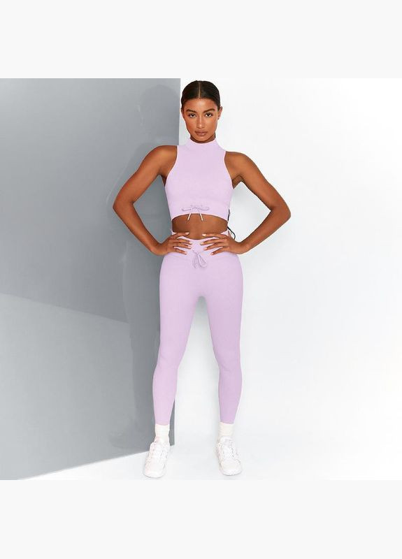 Комплект для фитнеса (спортивный костюм) топ и леггинсы 8347 L лиловый Fashion (336547431)