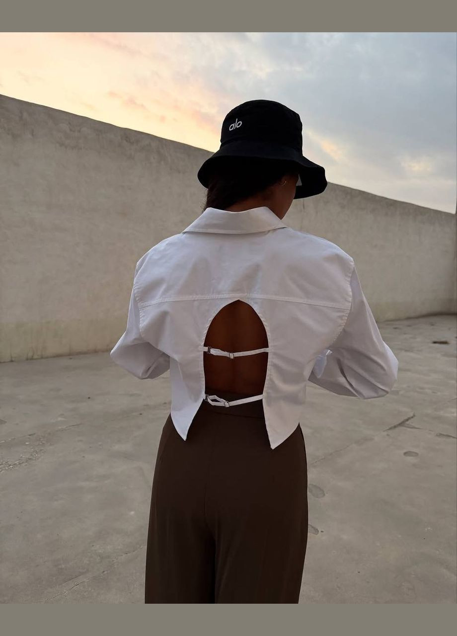 Біла сорочка з бавовни з відкритою спиною, стильний та елегантний дизайн, приємна тканина, відмінне поєднання No Brand 350 (319355853)