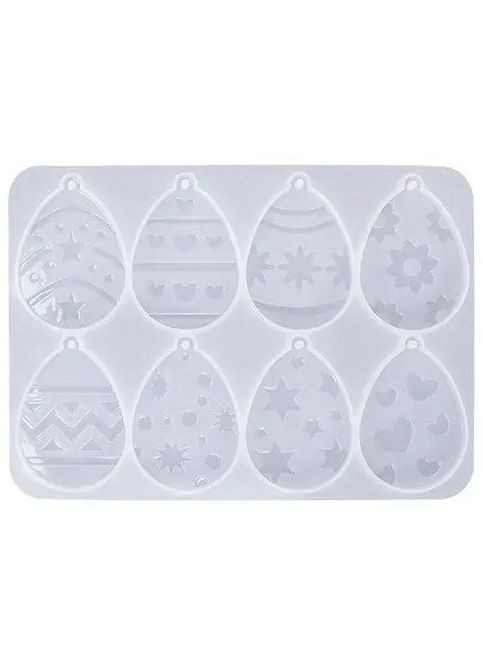 Форма для епоксидної смоли Молд великодні яйця підвіски кулони Білий 142 мм х 99 мм х 4.8 мм Finding (316251589)