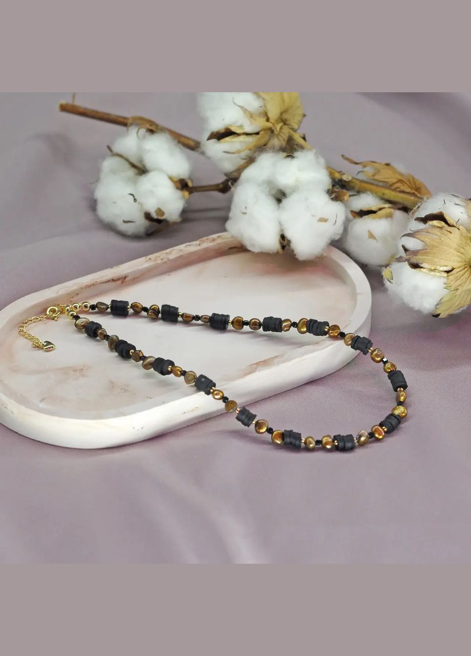 Чокер Перли коричневі річкові+Полімерна глина,Шпінель, гіпоалерген.фур-ра кольору золото d-6мм L-35-40см No Brand перли (прісноводні), шпінель латунь, полімерна глина золото (304292182)