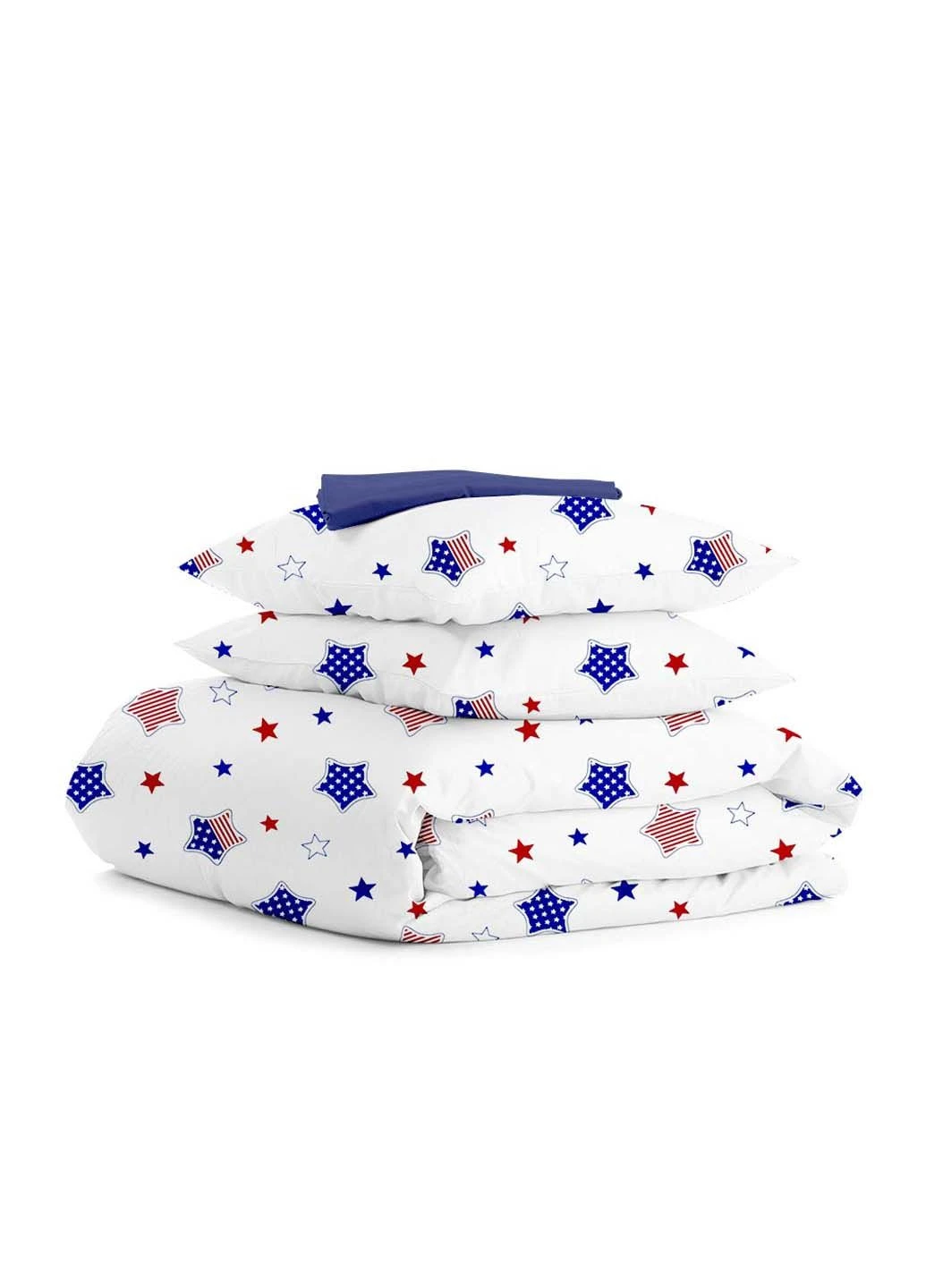 Семейная постель с простыней на резинке Star America Dark Blue 2х160х220 см Cosas (307387428)