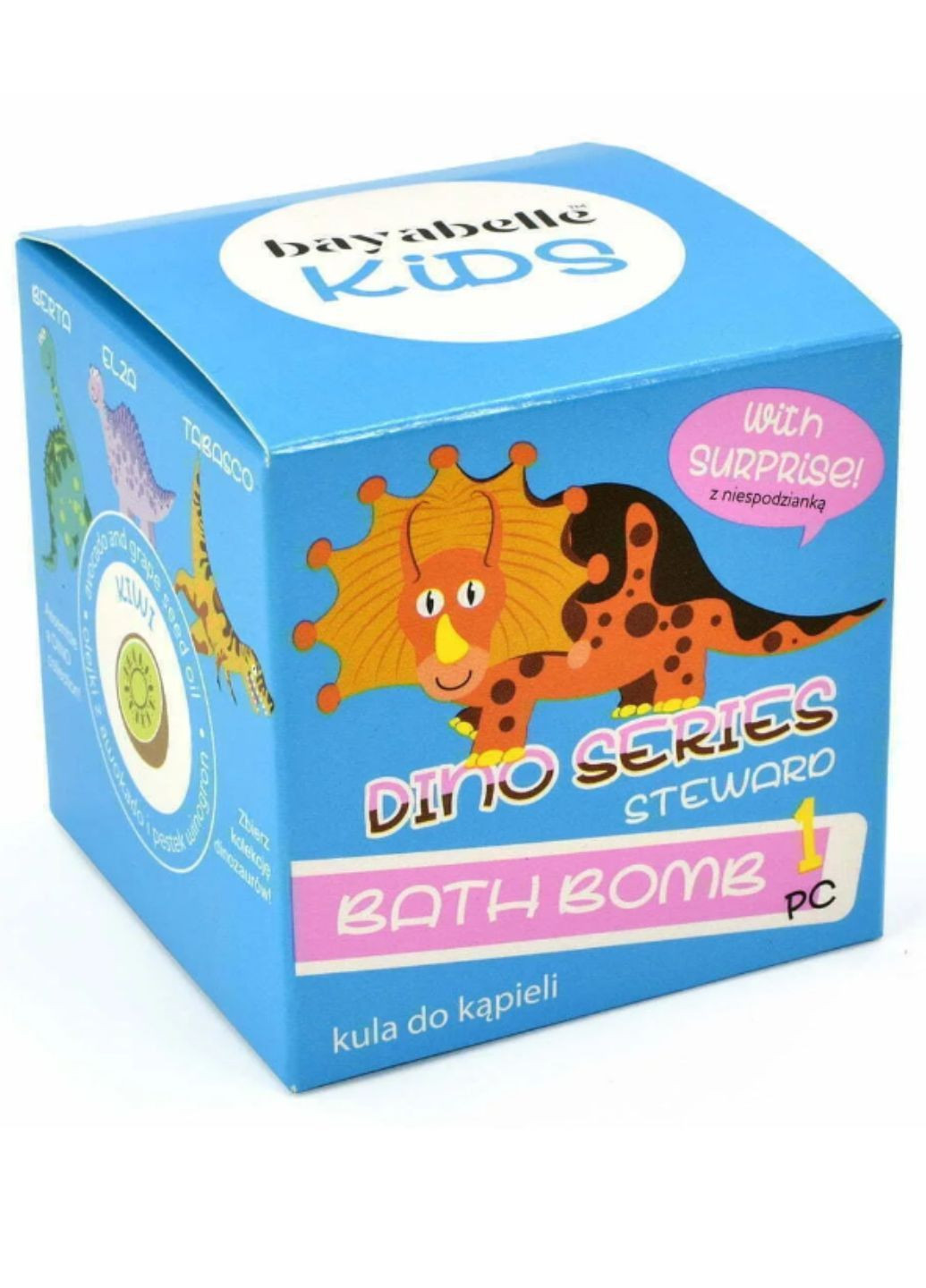 Шипуча бомбочка для ванни з іграшкою Dino Steward 140 г Bayabelle Kids (365958883)