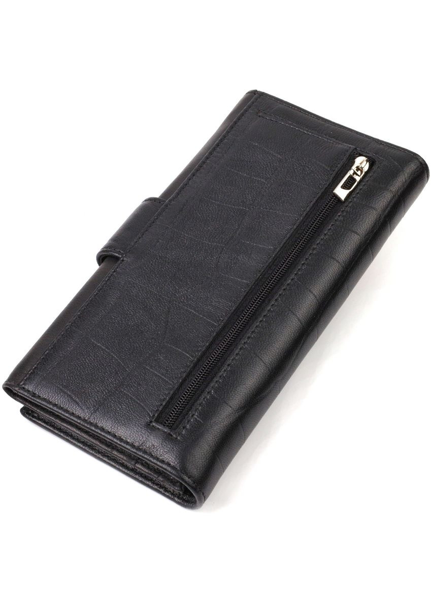 Вертикальне портмоне для документів чоловіче з натуральної шкіри з тисненням 21836 Чорне Canpellini (306881757)