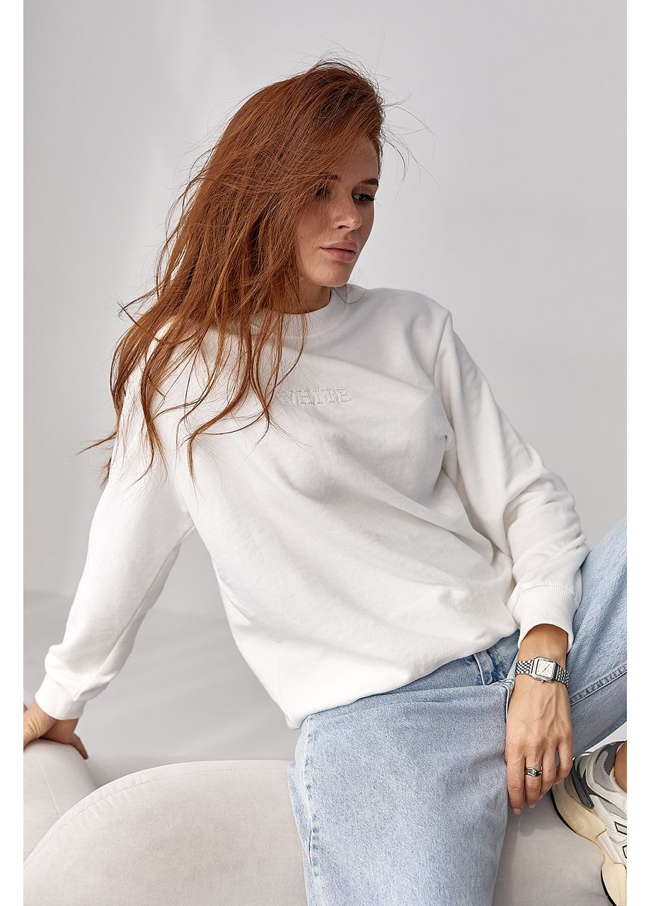 Белый женский свитшот с надписью из бисера Lurex (355077392)