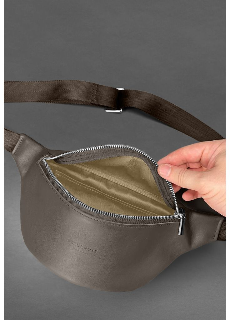 Кожаная поясная сумка-бананка Kanny темно-бежевая BlankNote (348359265)