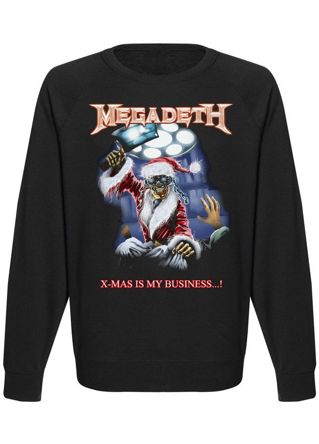 Свитшот "Megadeth Xmas Is My Business" (чёрный) Fat Cat - крой черный - (283029219)