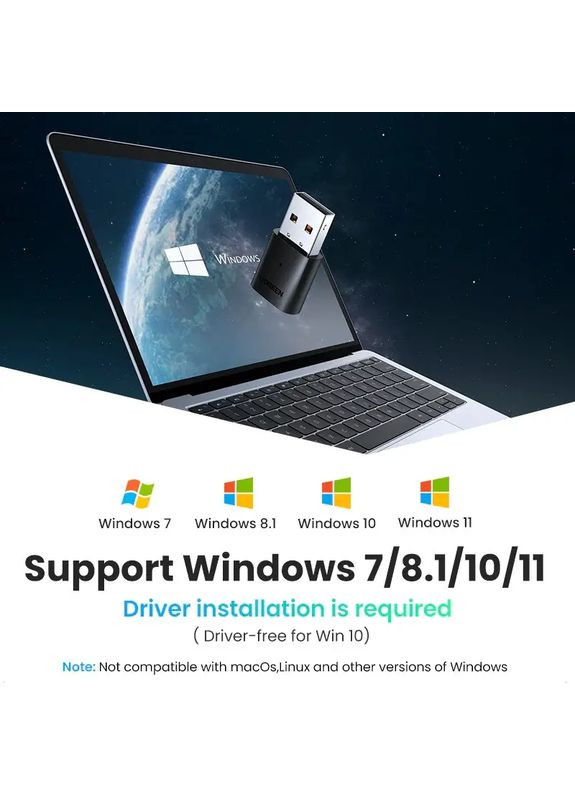 Адаптер (UGR-80889) (UGR-80889) Ugreen CM390 USB Bluetooth 5.0 Adapter (372687056)