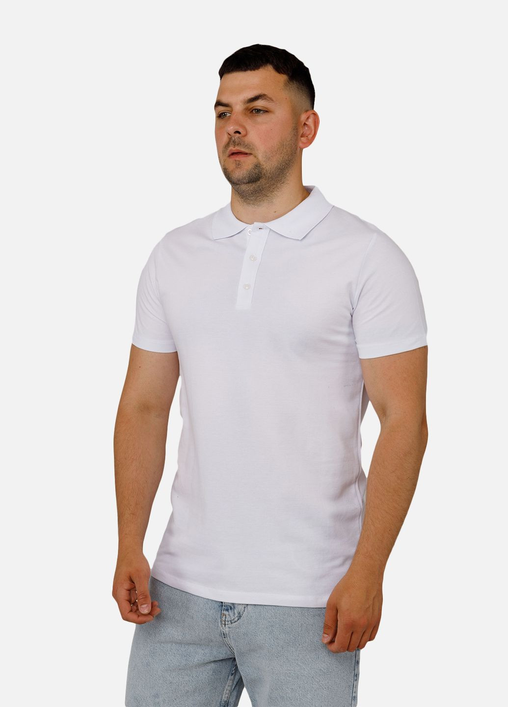 Белая футболка-поло мужской с коротким рукавом цвет белый цб-00251087 для мужчин Yuki
