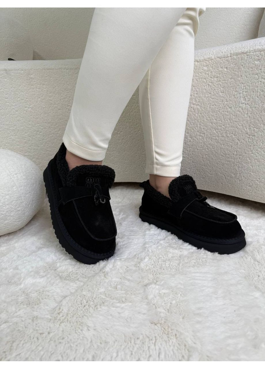 ITTS Лофери зимові автоледі натуральні лофери чорний з натуральна замша, китай — зима (370046212)