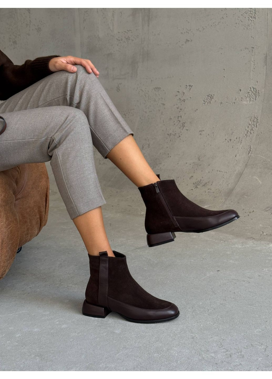 Класичні демісезонні черевики із натуральної замші та шкіри No Brand (362264969)