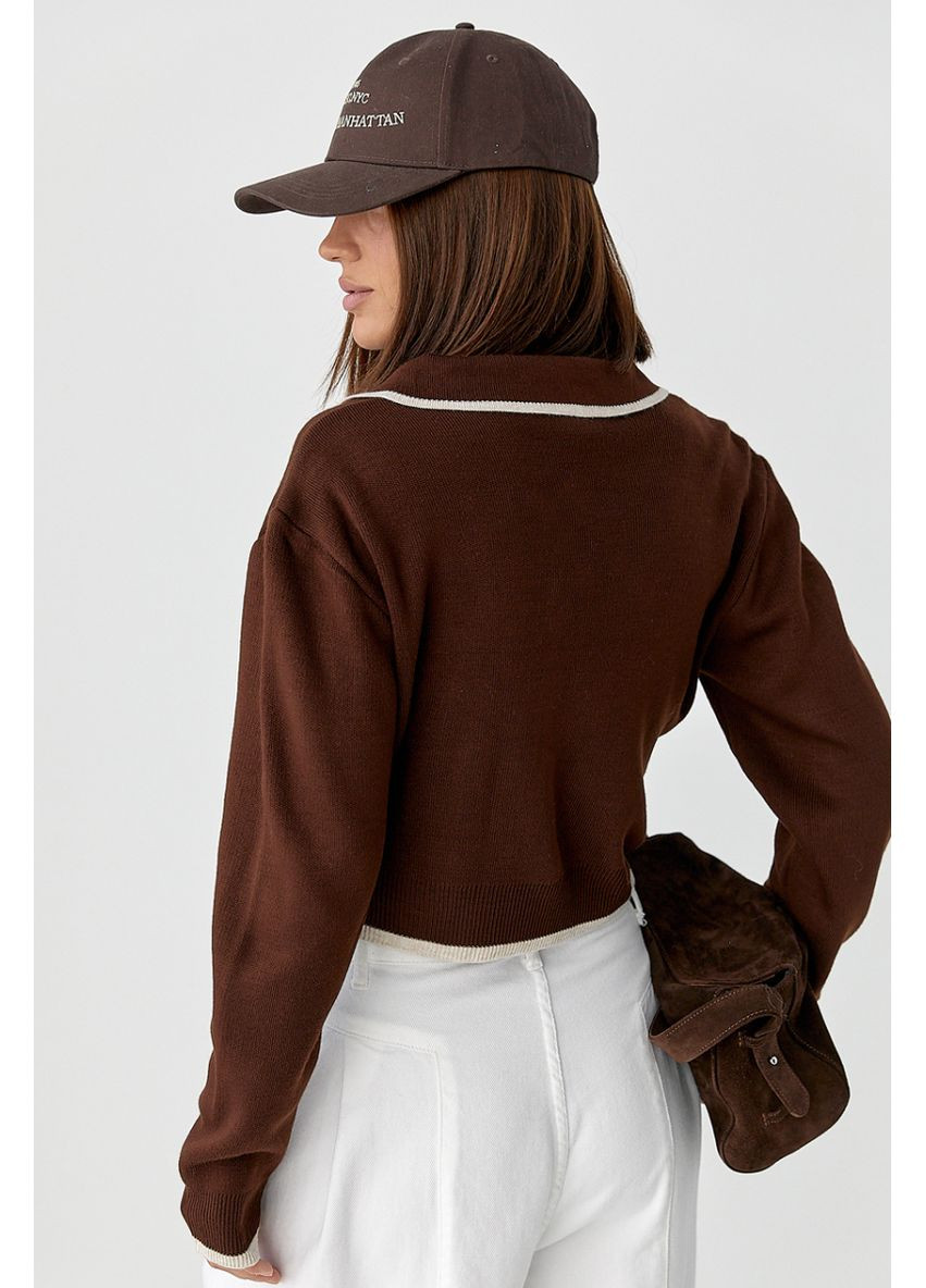 Короткий кардиган на ґудзиках з контрастною окантовкою Lurex Кардиган (370298772)