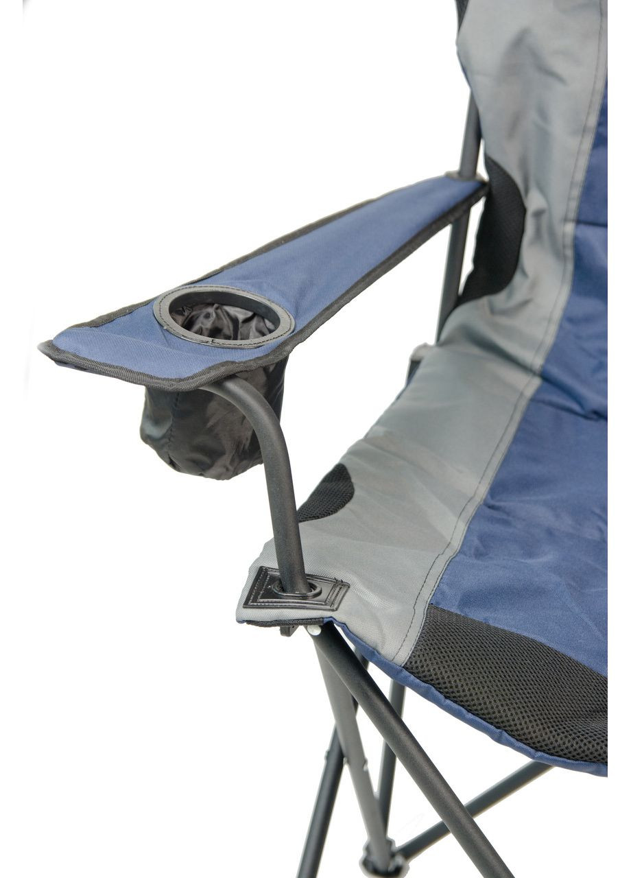 Крісло портативне NeRest Турист сірий з синім стілець для кемпінгу з підлокітниками та спинкою ProDobro (367265457)