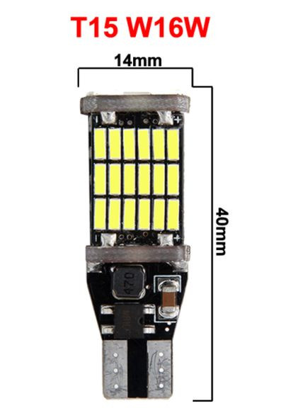 Светодиодная лампа LED T15 / W16W 4014 45 SMD CANBUS красный No Brand (316091070)