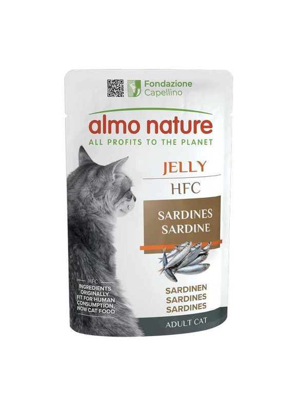HFC Jelly Adult Cat Sardines - Консервований корм з сардинами для дорослих котів - 55 г Almo Nature (362095645)