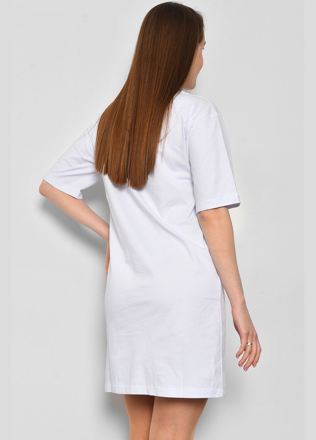 Жіноча туніка з тканини лакоста білого кольору. Let's Shop (290981413)