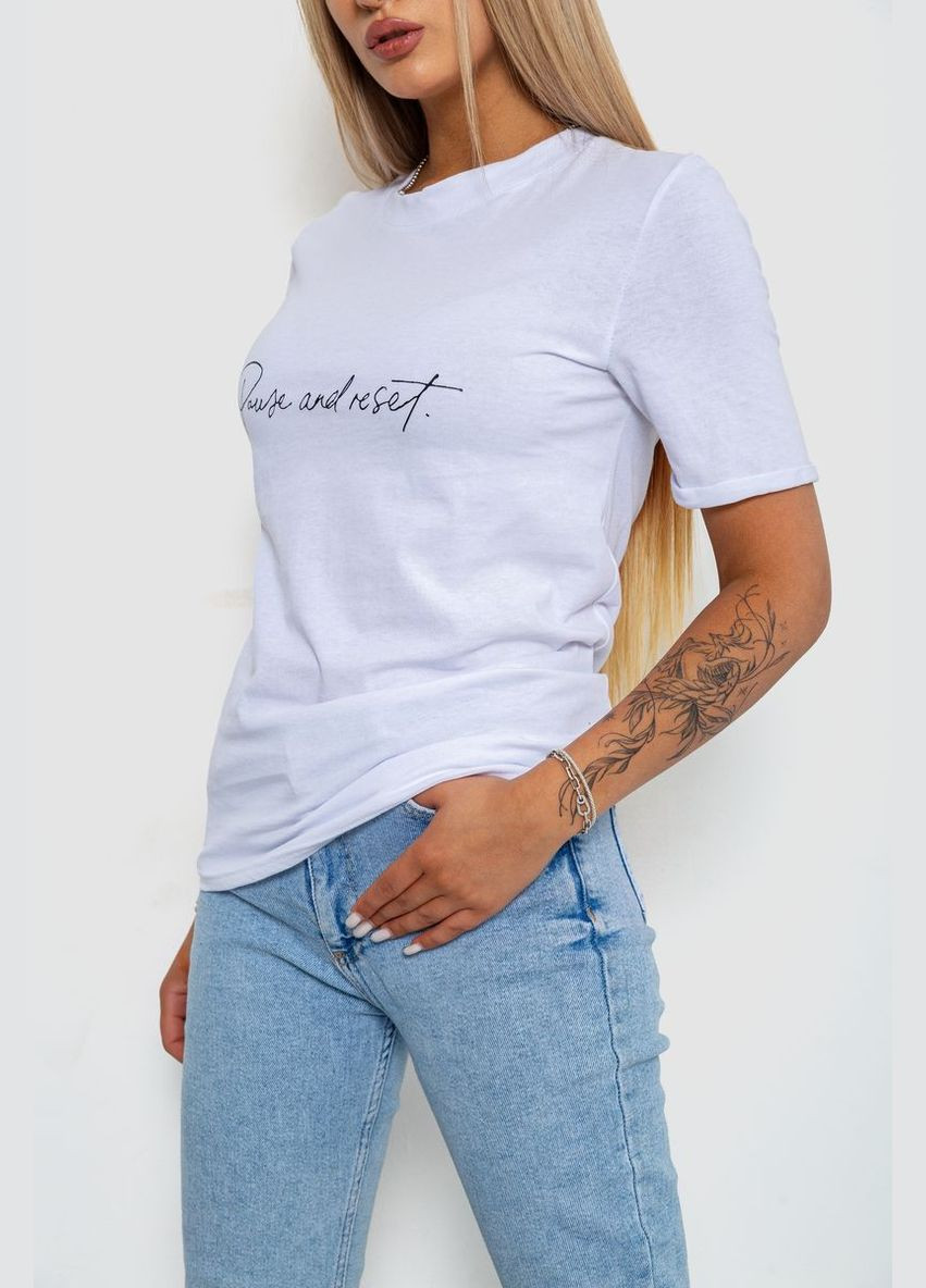 Футболка жіноча з принтом, колір білий, 238R57395 Ager - (338427048)