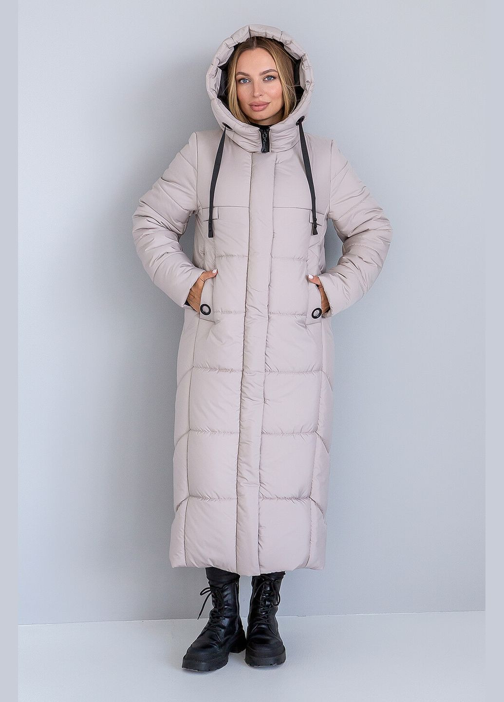 Бежевая зимняя зимня куртка-пальто сандра MioRichi