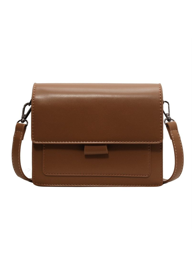 Женская классическая сумка большая 2834-3 на ремне кросс-боди на три отдела коричневая рыжая No Brand (296008215)