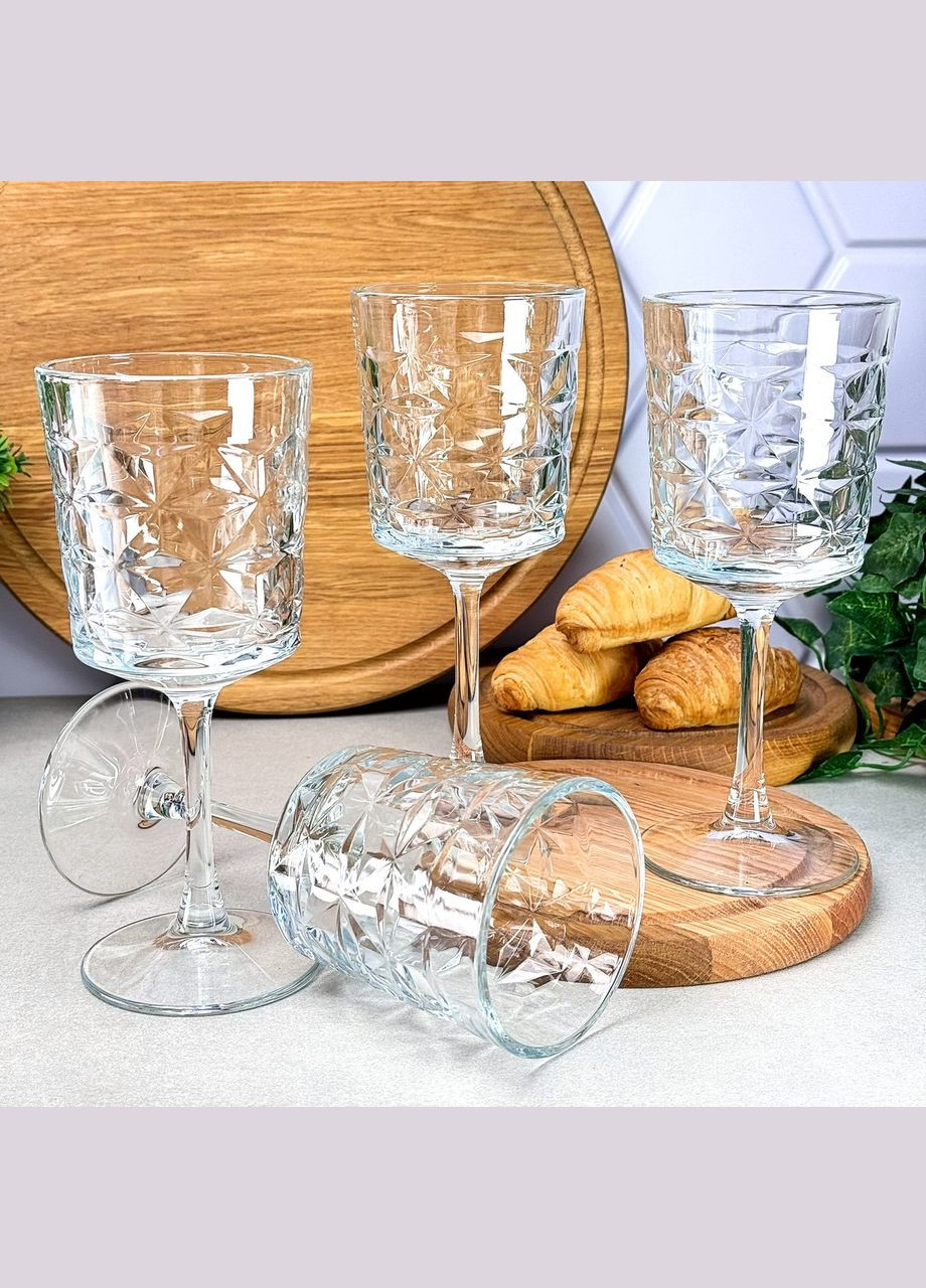 Набор бокалов для вина Эстрелла 340 мл, 4 шт, стекло, прозрачные Pasabahce (316090076)