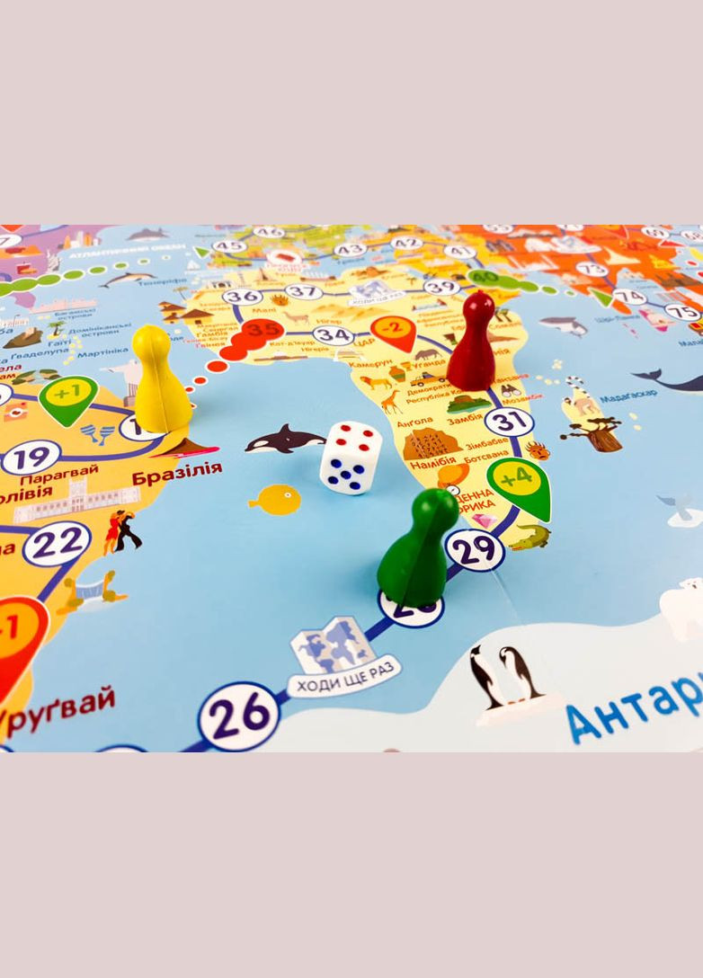 Детская настольная игра - ходилка "Путешествуем по миру" 127914 на укр. языке No Brand (333940180)
