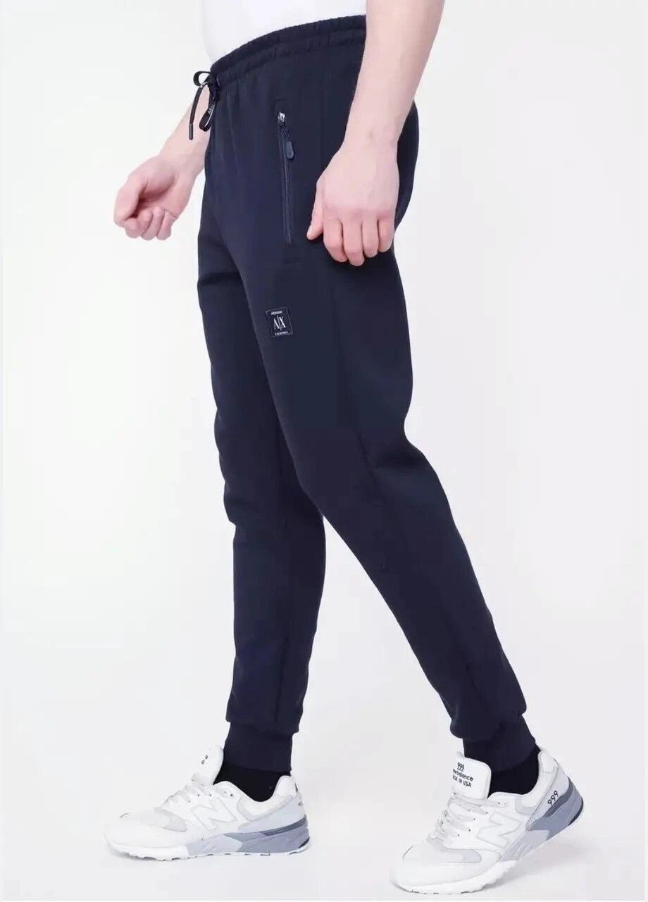 Темно-синие спортивные демисезонные брюки Armani