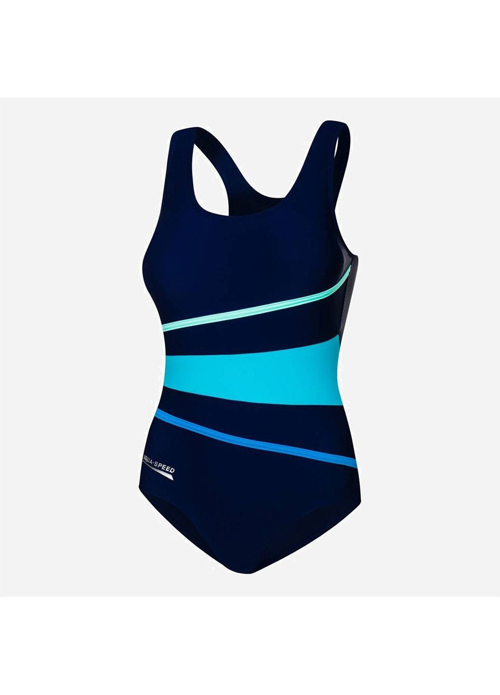 Темно-синій демісезонний купальник злитий жіночий stella 352-410 36 (s) темно-синій/бірюзовий (5908217668882) Aqua Speed