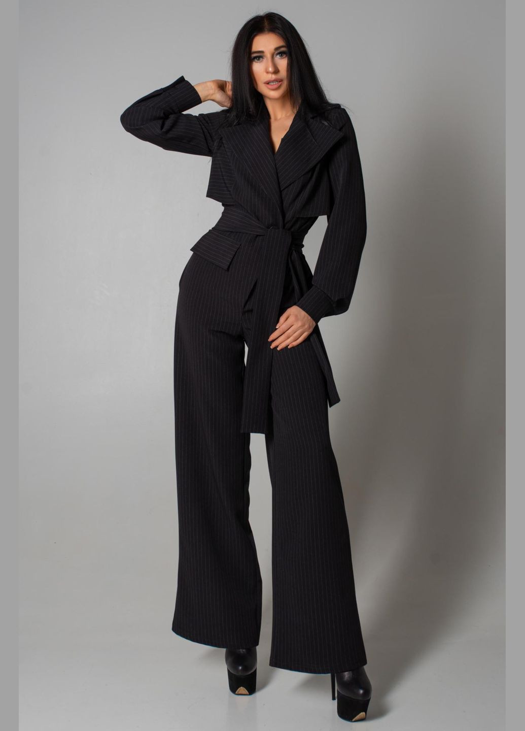 Комбінезон Liton комбінезон-брюки чорний діловий, повсякденний костюмна