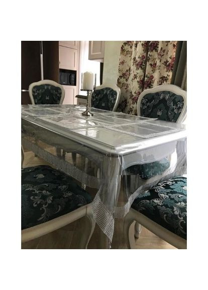 Силиконовая прямоугольная скатерть СALIPSO со стразовой серебряной лентой 110х150см Calipso (315145031)