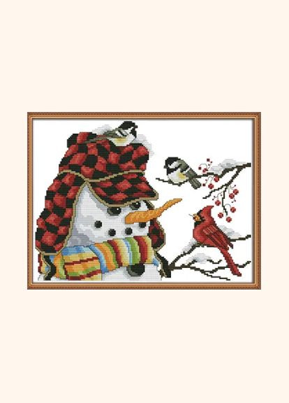 Набор для вышивания по нанесённой на канву схеме "Christmas Snowman".AIDA 14CT printed, 36*29 см Joy Sunday (313614590)