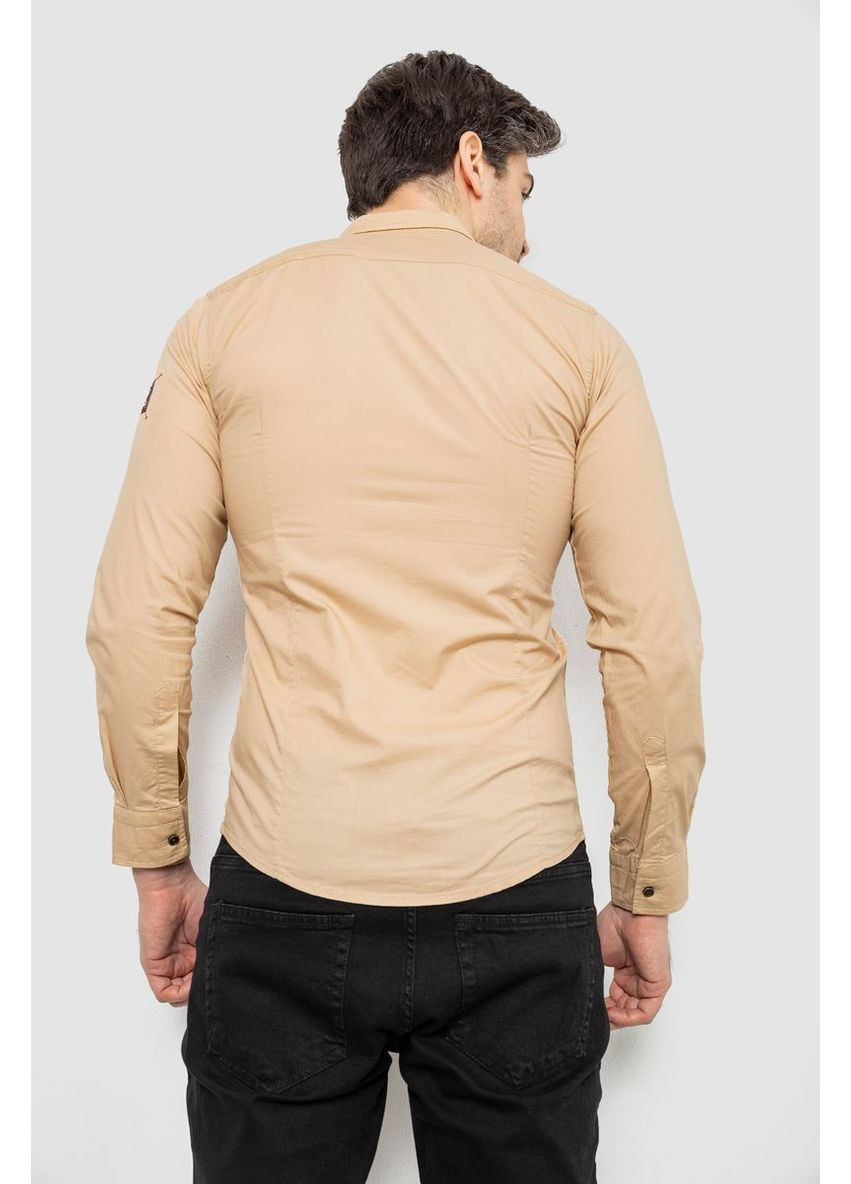 Сорочка чоловіча однотонна з принтом, колір хакі, 186R02 Ager (373018597)