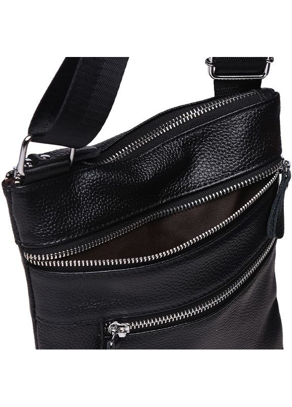 Сумка планшет через плече чоловіча з натуральної шкіри для телефону та для документів маленька Чорний 37969 Borsa Leather (355245128)