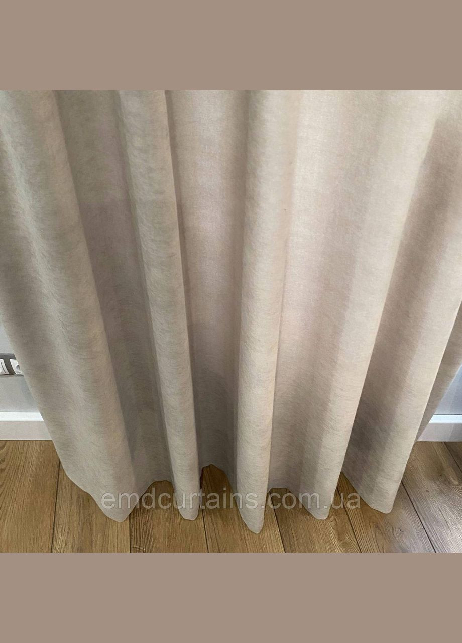Штора на тесьме 1 шт ширина-180 высота-250 микровелюр Серо-бежевый No Brand (337356304)