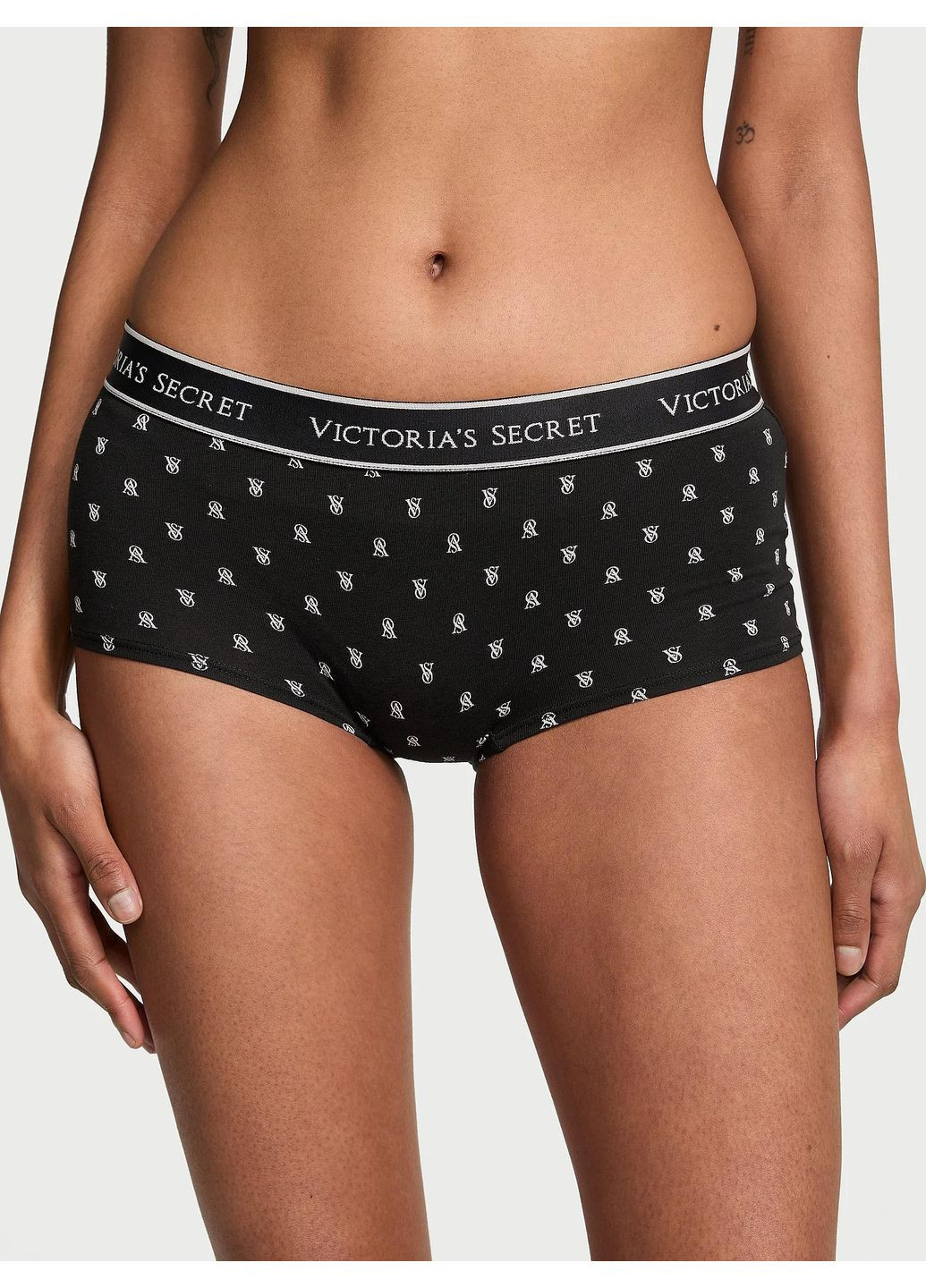 Трусики жіночі Logo Cotton Boyshort Panty Black Logos (M) Victoria's Secret (366880256)