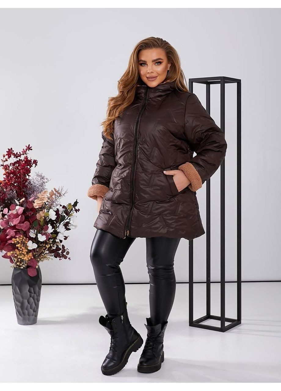 Темно-коричнева зимня комфортна зимова куртка Sofia 1534