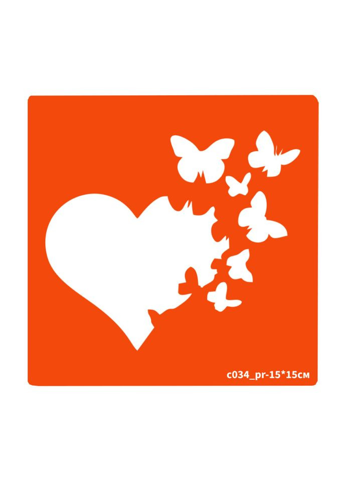 Трафарет для біо-тату Сердечко c034_pr-15*15см, розмір 15х15см Fresh Tattoo (344447367)