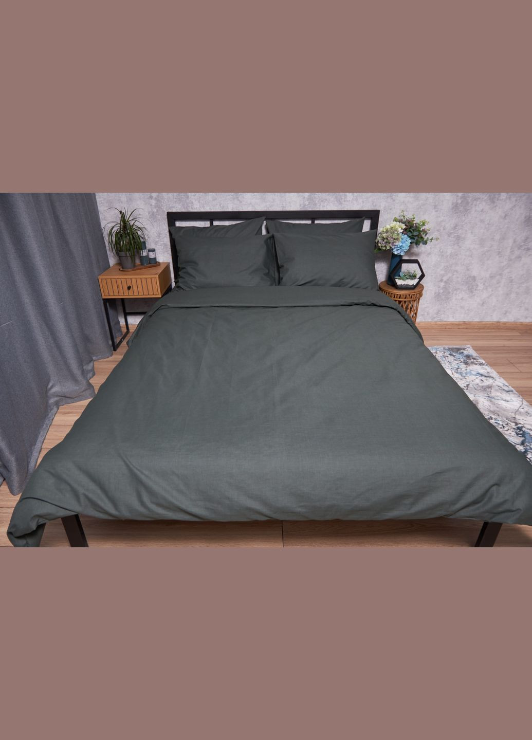 Комплект постельного белья Бязь Gold Люкс «» семейный 143х210х2 наволочки 2х50х70 (MS-820002184) Moon&Star Dark Green (285717101)