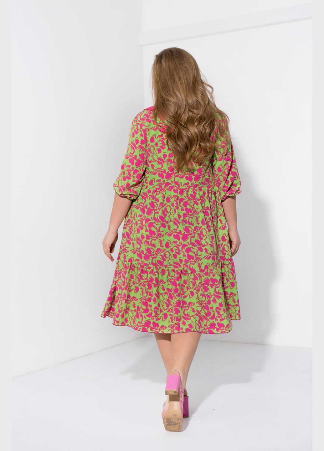 Салатова кежуал трендова сукня дзвін No Brand з квітковим принтом