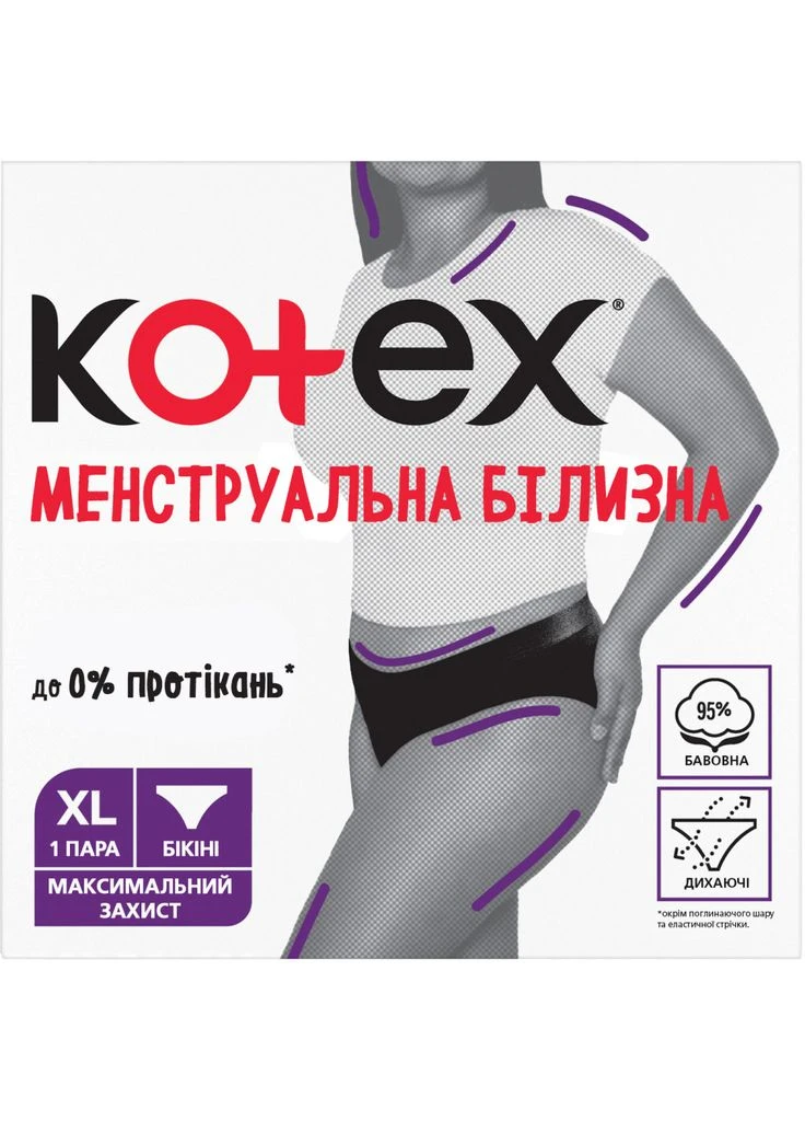 Гигиенические прокладки Менструальное белье Размер XL 1 шт. (5029053590240) Kotex (390691350)