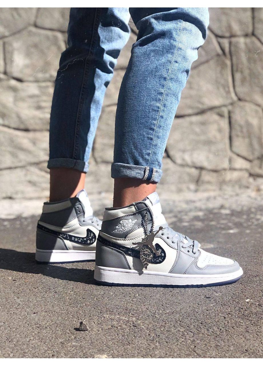 Білі Осінні кросівки чоловічі nike air jordan 1 retro high x dior найк аір джордан No Brand