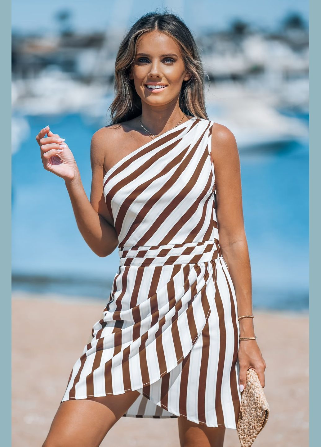 Белое повседневный платье CUPSHE в полоску