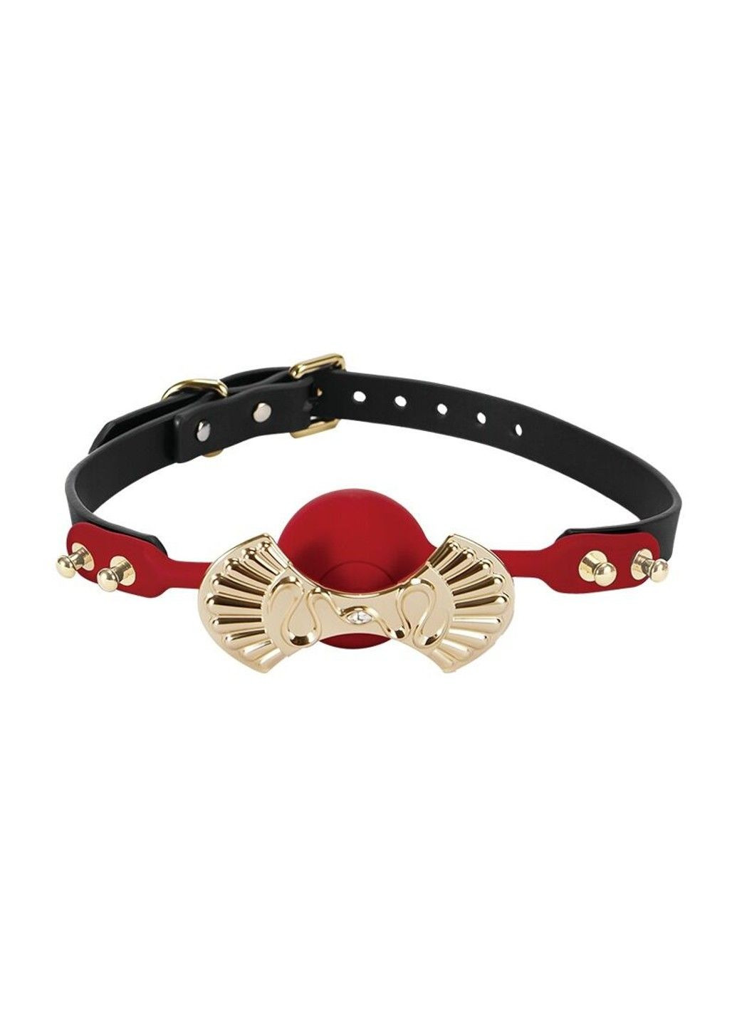 Розкішний силіконовий кляп Silicone Ball Gag Red, кристал Swarovski, шкіряний ремінець Zalo (345708653)