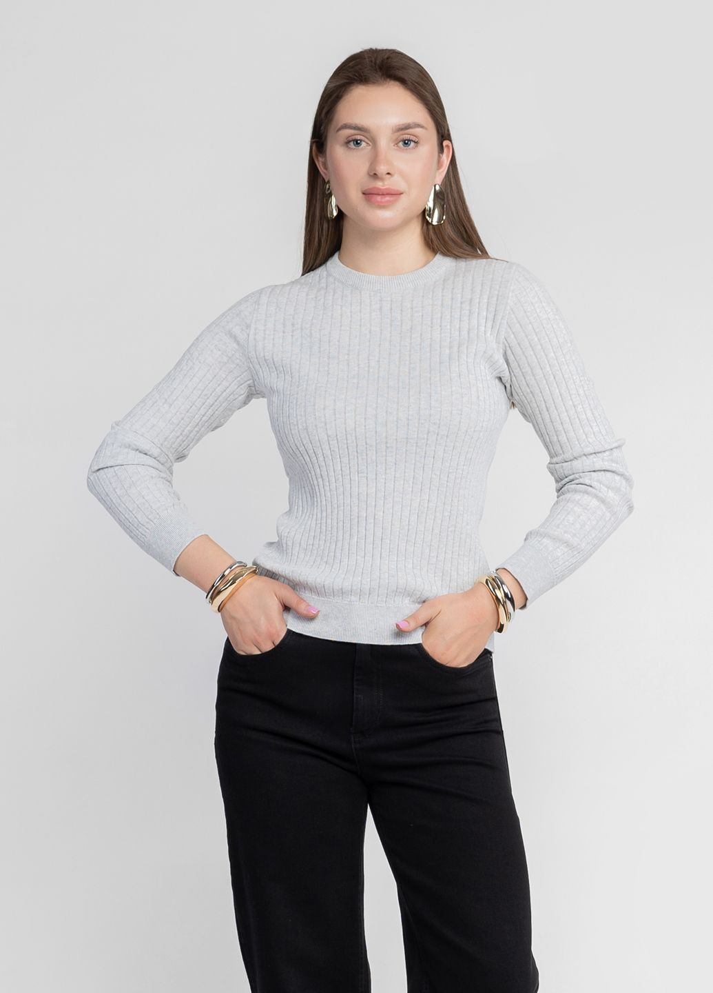 Серый зимний джемпер женский серый Arber Crew-neck FW AM1