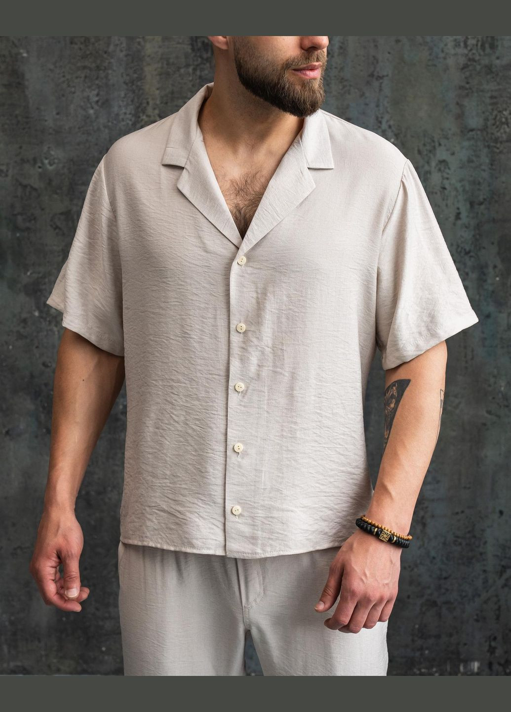 Бежевая повседневный, вечерний, классическая, пляжный, кэжуал рубашка Intruder