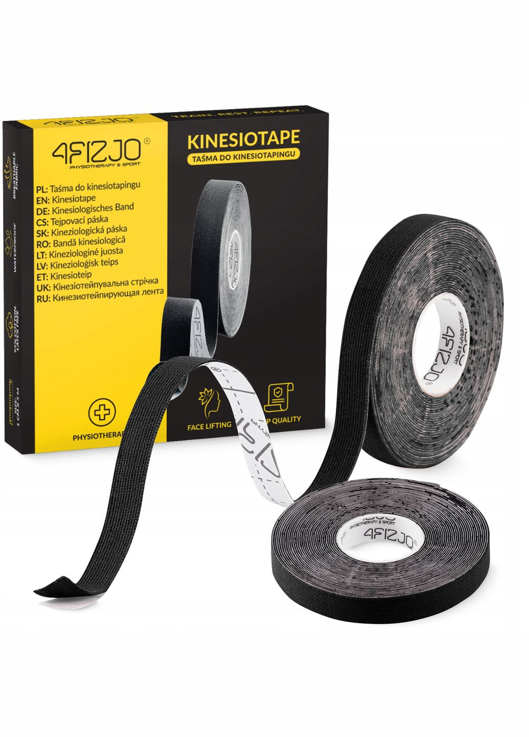 Лента кинезиологическая (кинезио тейп) 1 см x 5 м Black (P-5905973400787) 4FIZJO (322141201)