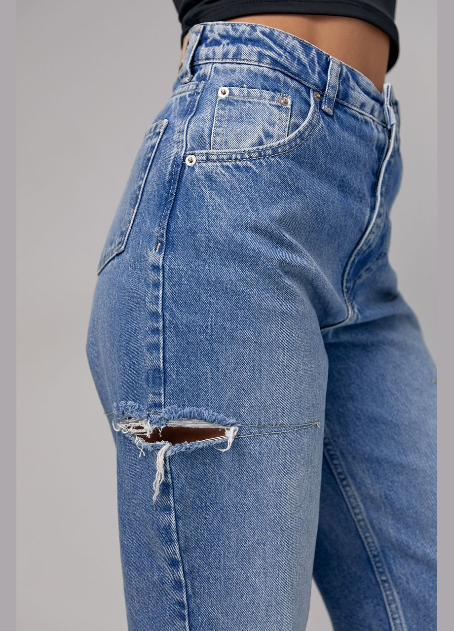 Женские джинсы с декоративными разрезами на бедрах Lurex - (292445258)