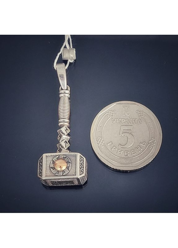 Кулон Молот Тора с руной Коловрат из серебра с золотой накладкой No Brand (355921935)