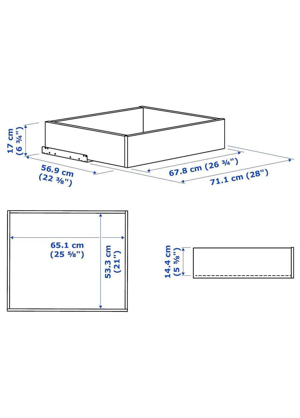 Шухляда зі скляною передньою частиною ІКЕА KOMPLEMENT 75х58 см (50509208) IKEA (278407071)