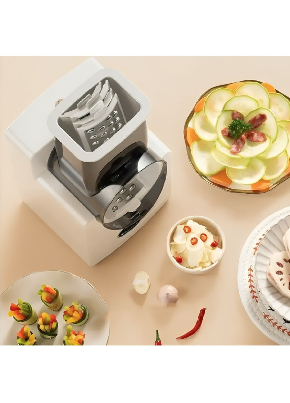 Электрическая кухонная овощерезка слайсер с насадками 3 штуки для овощей фруктов сыра 29х14.8х13.5 см (480863-Prob) Unbranded (346389829)