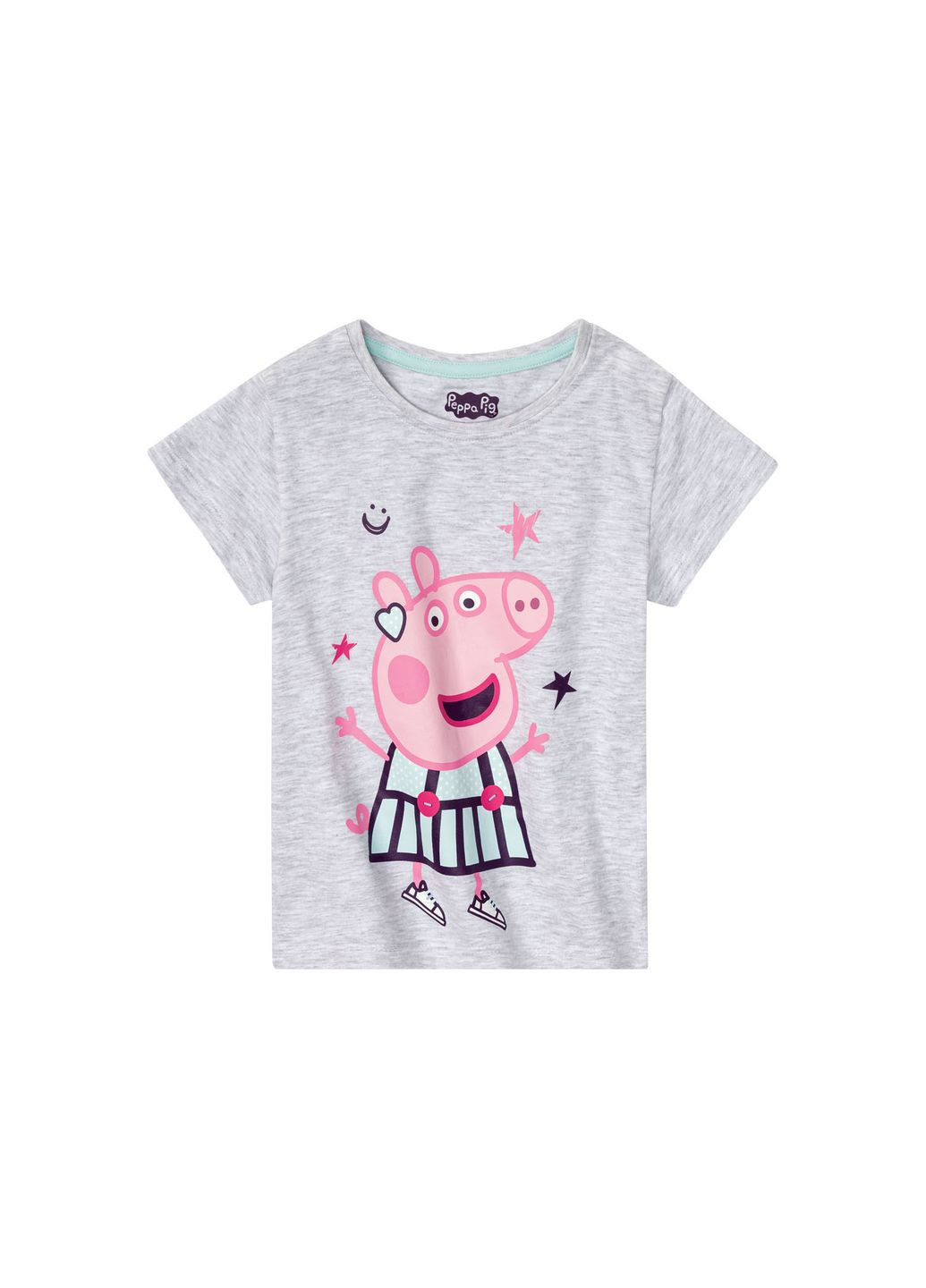 Серая всесезон пижама летняя для девочки футболка + шорты Lupilu
