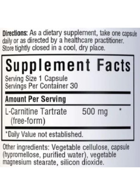 L-Carnitin 500 mg 30 Veg Caps Bluebonnet Nutrition (294058495)